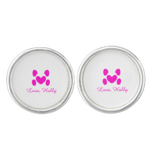 Dog heart paw pink pet add name text animal cat na cufflinks