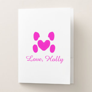 Dog heart paw pink pet add name text animal cat na pocket folder