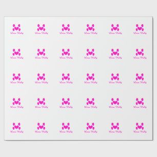 Dog heart paw pink pet add name text animal cat na wrapping paper
