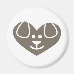 Dog Heart Warm Grey Magnet