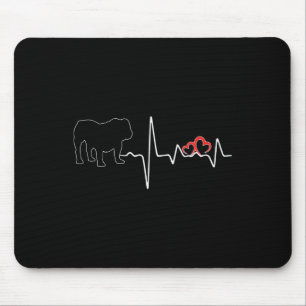 Dog Heartbeat Love For Dogs Lover Bulldog Mouse Pad