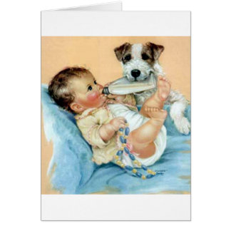 dog helping baby cards
