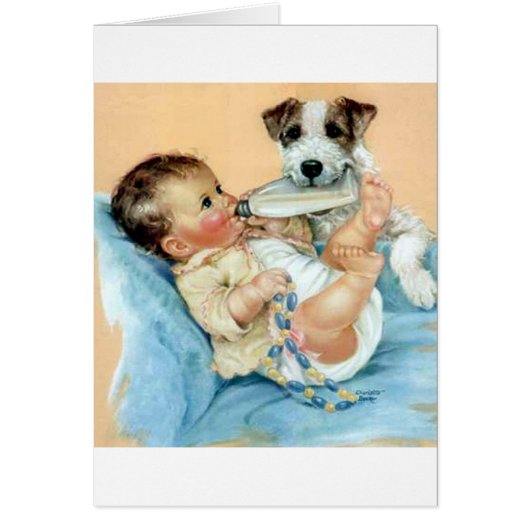dog helping baby cards (Front)