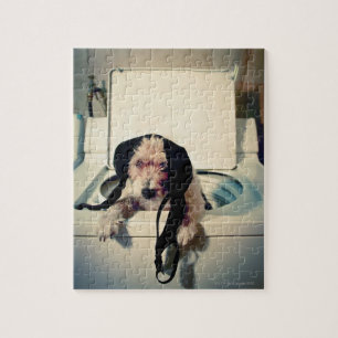 Dog helping out with the wash jigsaw puzzle