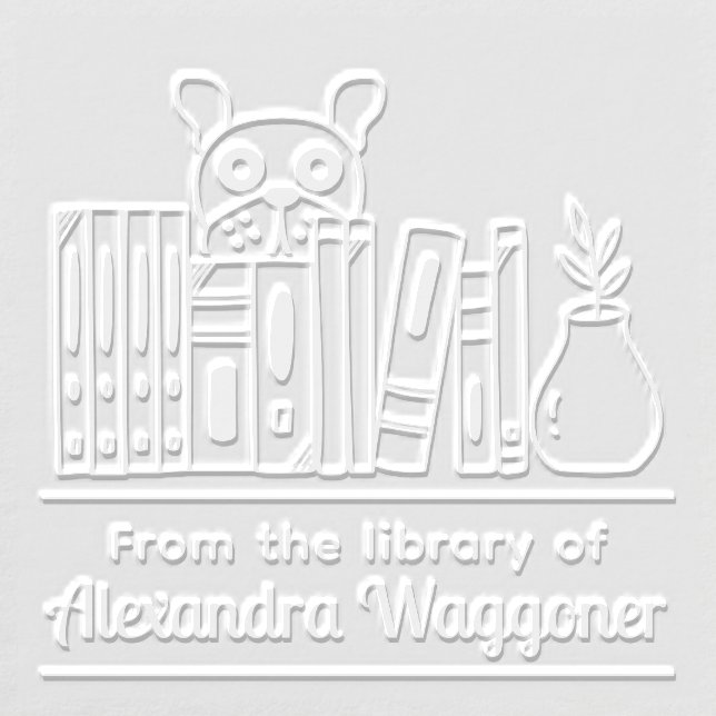 Dog Hiding Behind Books “from the Library of” Embosser (Design)