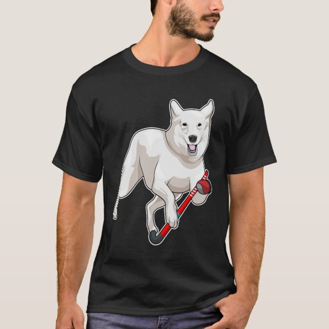 Dog Hockey Hockey stick T-Shirt (Front)