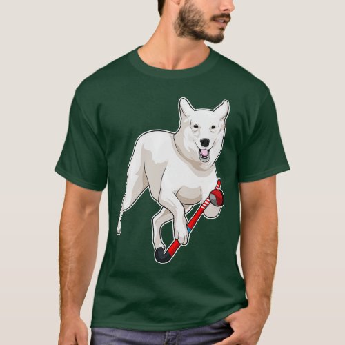 Dog Hockey Hockey stick T_Shirt