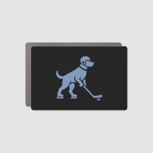 Dog Hockey Player Silhouette Car Magnet