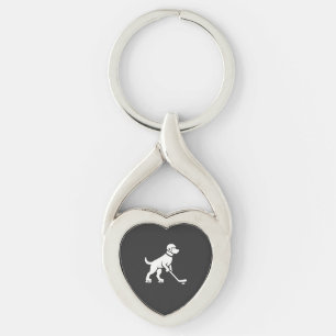 Dog Hockey Player Silhouette Keychain