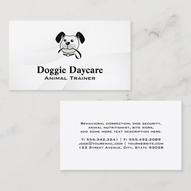 Dog Holding Leash Logo Business Card (Front/Back)