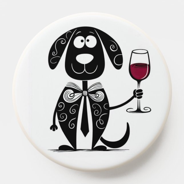 Dog Holding Wine Glass Pop Grip for Phone (Popsocket)