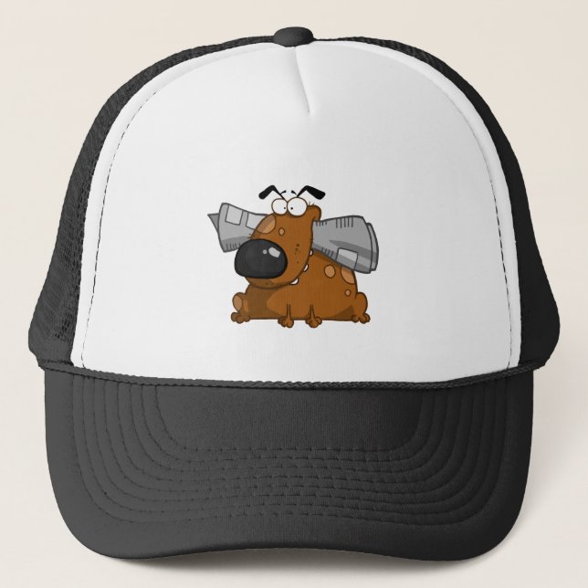 Dog-holds-newspaper-in-mouth Trucker Hat (Front)