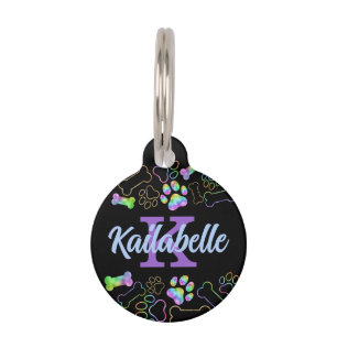 Dog Holographic Ombre Rainbow Monogram Pet ID Tag