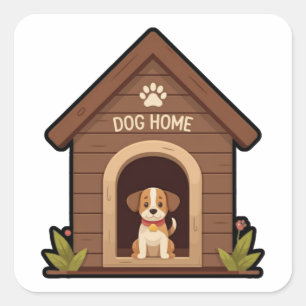 Dog Home Sticker with Black outline