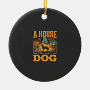 Dog Home Vintage House Ceramic Ornament