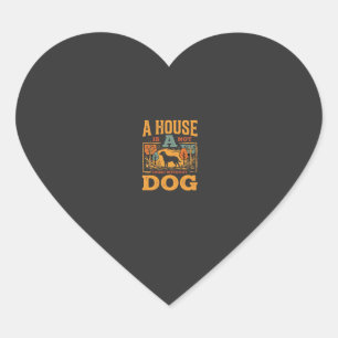 Dog Home Vintage House Heart Sticker