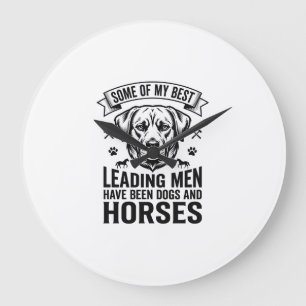 Dog Horse Lover Vintage Leading Men Design_1 Large Clock