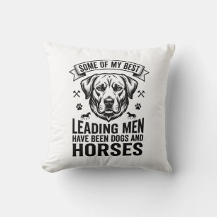 Dog Horse Lover Vintage Leading Men Design_1 Throw Pillow