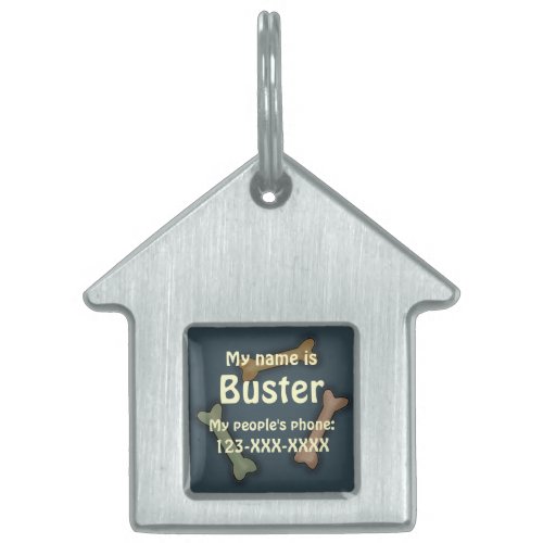 Dog House and Bones ID Pet Tag