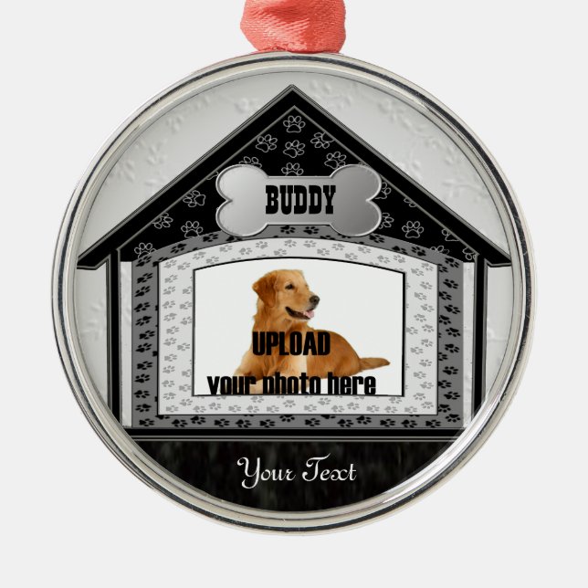 Dog House Pet Memorial Metal Ornament (Front)