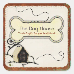 Dog House PET TREATS GIFTS BUSINESS Square Sticker