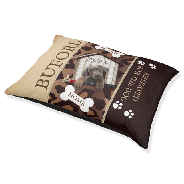 Dog House with Tan and Brown Pet Bed (Angled)