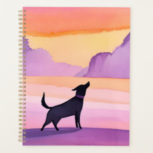 Dog Howl   Black Dog Watercolor Silhouette Planner