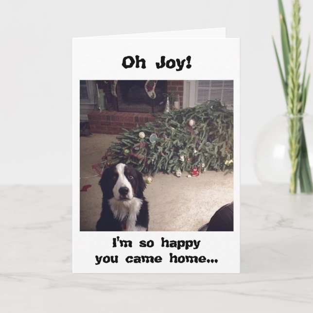 Dog humor Christmas tree card (Front)