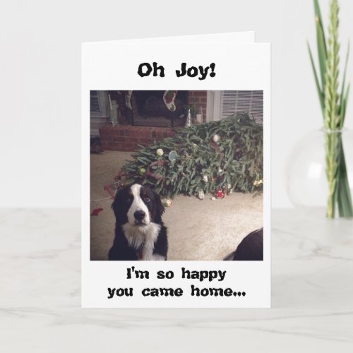 Dog humor Christmas tree card