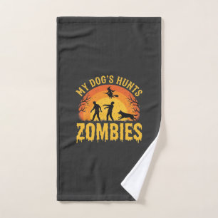 Dog Hunts Zombies Halloween Design Hand Towel
