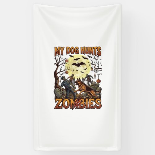 Dog Hunts Zombies Halloween German Shepherd Moon_1 Banner