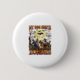 Dog Hunts Zombies Halloween German Shepherd Moon_1 Button