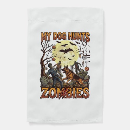 Dog Hunts Zombies Halloween German Shepherd Moon_1 Garden Flag