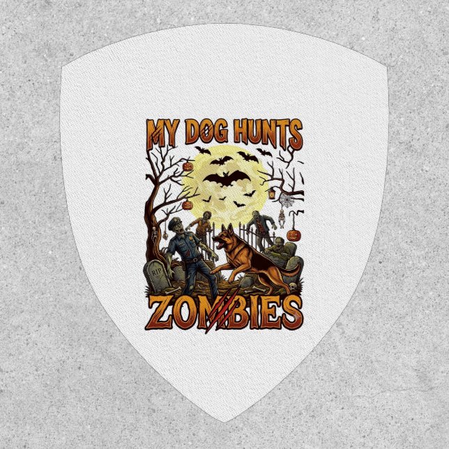 Dog Hunts Zombies Halloween German Shepherd Moon_1 Patch (Front)