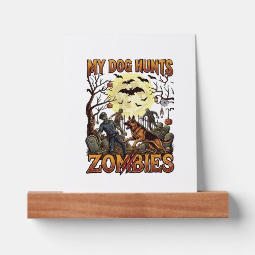 Dog Hunts Zombies Halloween German Shepherd Moon_1 Picture Ledge