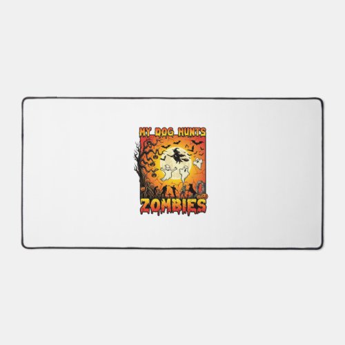Dog Hunts Zombies Halloween Ghosts Witch Moon Desk Mat
