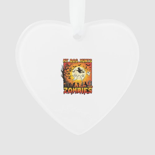Dog Hunts Zombies Halloween Ghosts Witch Moon Ornament