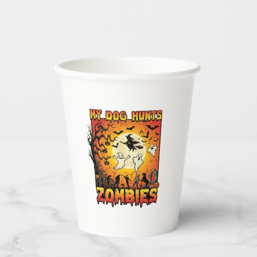 Dog Hunts Zombies Halloween Ghosts Witch Moon Paper Cups
