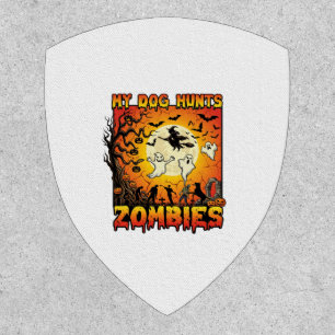 Dog Hunts Zombies Halloween Ghosts Witch Moon Patch
