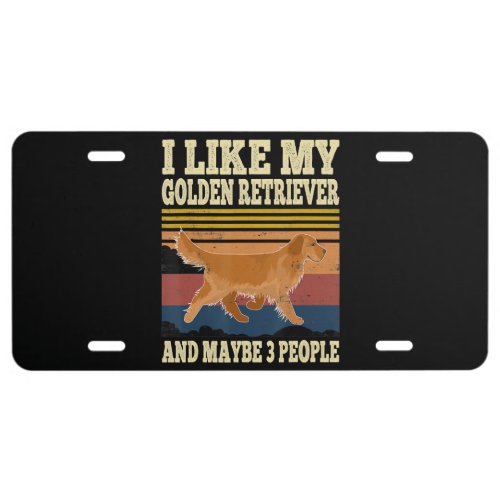 Dog  I Like Golden Retriever Dog  Maybe 3 People License Plate