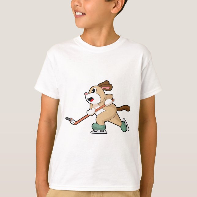 Dog Ice hockey Ice hockey stick T-Shirt (Front)