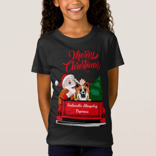 Dog Icelandic Sheepdog With Santa Claus In Red Tru T_Shirt