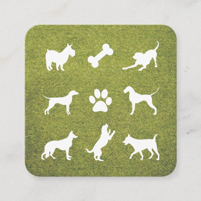 Dog Icons | Trainer | Sitter | Walker Square Business Card (Front)