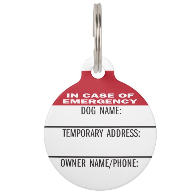 Dog ID emergency temporary address vacation Pet ID Tag Zazzle