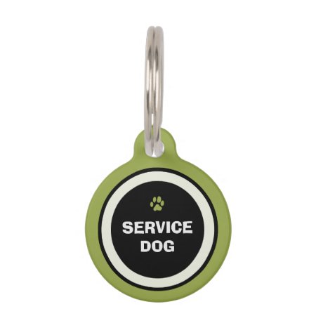 Dog Id Tag - Green & Black- Service Dog