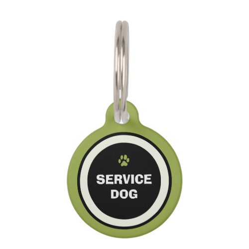 Dog ID Tag _ Green  Black_ Service Dog