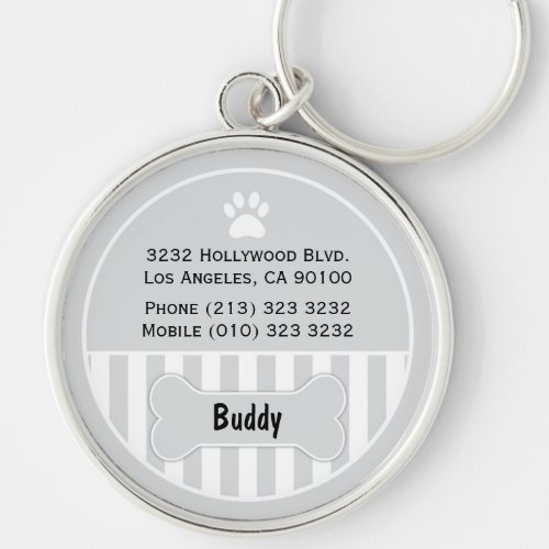 Dog ID Tag Grey Keychain