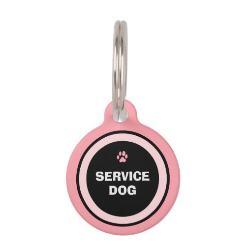 Dog ID Tag _ Pink  Black _ Service Dog