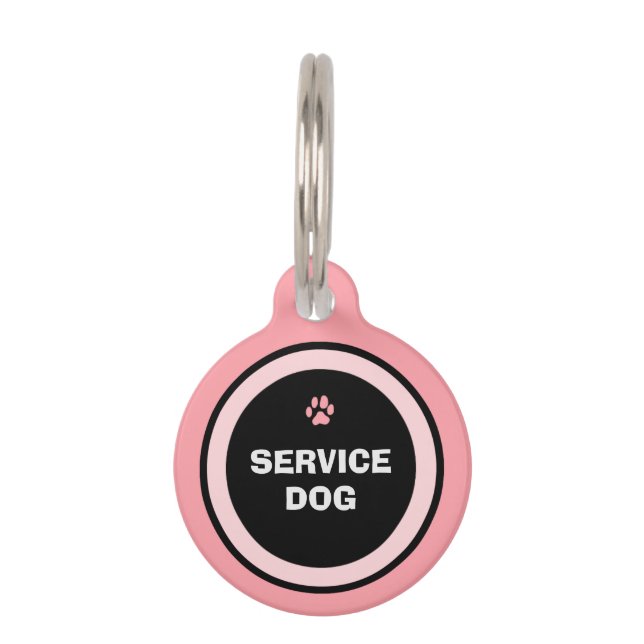 Dog ID Tag - Pink & Black - Service Dog (Front)