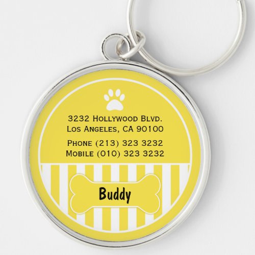 Dog ID Tag Yellow Keychain